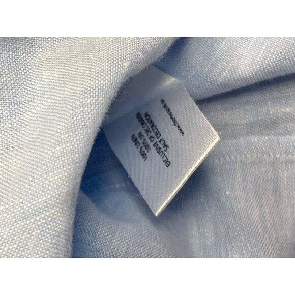 Thomas Pink Mens Long Sleeve Pure Linen Button Front Shirt Light Blue Size L - Picture 7 of 8